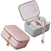 Travel Jewelry Case Small Jewelry Box PU Leather Portable Storage Organizer Double Layer Display Boxes for Rings Earrings Bracelets Necklace