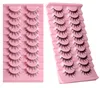 10 paires d'extensions de faux cils Wispy réutilisables faux cils de vison 3D naturels doux cils légers à bande transparente