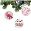 Sublimation Blanc Ornement Blanc Céramique 3 Pouces Rond Coeur Étoile Arbre Pendentif En Porcelaine Avec Corde D'or Pour Les Blancs D'étiquettes De Noël