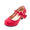 Princess skórzane buty tańca dziewczyny impreza błyszcząca solidny czerwony kolor na wysokim obcasie moda dla dzieci 220525