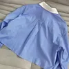 Chemisiers pour femmes chemises 7.9 KlasonBell couleur contrastée col rabattu manches longues Plaid chemise courte femmesfemmes