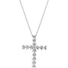 Choucong Marque Nouvelle Croix Pendentif Lxuury Bijoux 925 En Argent Sterling Forme De Coeur Topaze Blanche CZ Diamant Pierres Précieuses Parti Promise Femmes Clavicule Collier Cadeau