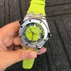 TOP fashion watch waterproof Diver 300M GREEN DIAL 15710-15703 Steel 42mm Transparent Mechanical 8215 Automatic Movement Mens Watch Men's Rubber Band Wristwatches