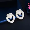 Dangle & Chandelier CWWZircon Geometric Double Heart Shape Pink Cubic Zirconia Drop Earrings For Women Engagement Jewelry Accessories Gift C