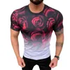 Men's T-Shirts Men T-shirt O Neck Slim Fit Gradient Short Sleeve Digital Printing Summer Top Daily Clothes