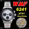 WWF Paul Newman 6241 ST91 Ręczne obawianie Chronograph Mens Watch 1967 rzadki Vintage Black Bezel White Dial OystersterSteel Bransoletka TimeZonewatch Super Edition J10