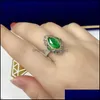 Anéis de casamento vintage clássico clássico anel geométrico embutido verde cavalo olho de zircon moda 925 jóias sier feminino e bdesybag dh2br