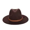 Fashion- Sun Hat Women Men Fedora Hat Classical Wide Brim Felt Floppy Cloche Cap Chapeau Imitation Wool Cap259q