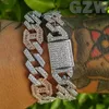 13-20mm Iced Out Bracciale a catena a maglia cubana per uomo Set di punte Cubic Zirconia Placcato oro 18 carati Anime Bling Diamond Pulsera Catene Hip Hop Punk Bijoux Gioielli da uomo Regali