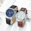 Venta caliente Reloj Hombres Regalo Reloj de cuarzo Moda Cinturón de cristal azul Relojes para hombre Estilo casual de negocios