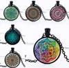 Mandala fleur de vie pendentif collier Vintage bouddhisme méditation Cabochon verre temps pierre collier pour femmes hommes bijoux de mode