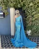 Dresses Sequins Lady Pageant Dresses 2022 Chiffon Cape Mermaid OneShoulder Prom Gown Elegant Women Formal Evening Dress Robe De Soiree Hi