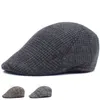 Boinas de alta calidad Retro hombres lana a cuadros taxista gorra plana sombreros para mujeres Sboy Caps Tweed MenBerets