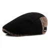 Винтажная шапка осень зима ретро Sboy Hat Men Men Patchwork шерстяная вязаная шляпа Cabbie Flat Caps 201216