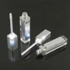 50PCS 7ML LEDライトシルバーコスメティックリップスティックコンテナメイクアップツールプラスチックスクエアコンシーラーボトルリップグロスチューブミラーT200819