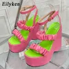 Nxy Sandals تصميم جديد مكتنزة عالية الكعب Wedge Women Summer Pashed Fashion Party Shoes Sandalias de Mujer