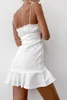 Sukienki swobodne kobiety bawełna spaghetti biała mini sukienka na letnie imprezę stroje bajki estetyczne mody bez pleców