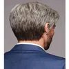 NXY WIGS Мужской парик Синтетический волокно Мода Серебряный Серый Крышка с коротким волос