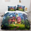 Housse de couette 3d avec impression numérique personnalisée, maison complète magique, ensemble de trois pièces, Textile de maison pour enfants et étudiants