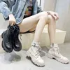 Authentic Leather Boots for Women 2022 Luxury Ankle Boot Female Rubber Designer Shoes Ladies Zip Combat Platform Heels Booties Y220817