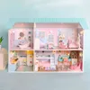 9in1 Trädockan Miniatyr Building Model Room Box Diy Doll House Kit med möbler Montera leksak för barn gåvor