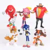 6pcs Sega Sonic Hedgehog Sonic Boom Amy Tails Knuckles Dr Eggman Doll PVC Action Figür Figürin Oyun Oyuncak Kek Topper Kid286s