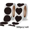 Gift Wrap 500st Roll Black Roundheart Coding Pricks Label Stickers Kids Kitchen Canning burkar Etiketter Skrivbart papper Vattentät STI1611881