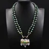 Подвесные ожерелья Guaiguai Jewelry Natural 2 Rows Green Pearl Bezel Set Sets Ожерелье чистые кварцы нефритовые ручные