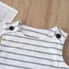 2022 Abbigliamento estivo Neonato Onesies Pocket Cotton Toddler Ragazzi Ragazze Pagliaccetto Pit Cloth Tuta senza maniche a righe G220521