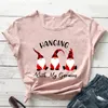 Hanging With My Gnomies Tee T-shirt Cute Buffalo Plaid Gnomes Shirts Merry Christmas Women Fashion Casual Aesthetic Top