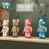 Nuevo DIY Bearbricking Net amor rojo oso violento bloques de modelismo con juego de iluminación MOC Mini animales de bloques de construcción juguetes para niños regalo