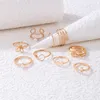 S2896 Fashion Jewelry Knuckle Ring Set Three-dimensional Hollow-out Flower Pearl Hug Butterfly Geometric Opening Rings 8pcs/set