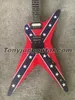 Wash Dim 333 Dimbag Darrell Red Confederate Flag Guitarra elétrica Floyd Rose Tremolo Bridge Whammy Bar Black Hardware Star Inlay