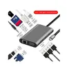 USB Typ C Hub Dockningsstationer Typ-C till HDTV 4K VGA Adapter RJ45 Lan Ethernet SD TF USB-C 3.0 Typec 3,5 mm Jack Audio Video för MacBook Pro OTG