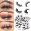 3D Mink ögonfransar med Macarasa borste Set Handgjorda falska falska fransar Naturliga mjuka tjocka långa ögonfransar Pack Ultra Wispy False Eyelash Kit Extension for Beauty Makeup