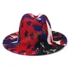 Street Fashion Designer Wool Wide Brimtop Hat For Women's Men's British Style Graffiti Felt Jazz Fedora Hat