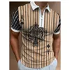 Herren Polos Nummer Blumenstreifen 3D All Over Print Reißverschluss Hemd Kurzarm Hipster Streetwear Berufung Lässige Männer Unisex KleidungHerren Herren