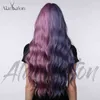 Peruca de Halloween feminino azul roxo Yin Yang cabeça longo cabelo encaracolado Qi franja peruca cospaly 220527