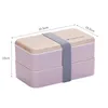 Double Layer Lunch Box 1200ml Wooden Feeling Salad Bento Boxes Microwave Portable Container For Workers Student F1027