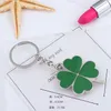 100pcs Party Favor Stainless Steel Green Leaf Keychain Lucky Keychains Jewelry Four Leaves Clover Metal Luck Keyring Cute Key Holder DHL B0504