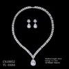 Boucles d'oreilles collier cristal CZ zircon cubique mariée mariage goutte boucle d'oreille ensemble ensembles de bijoux pour femmes accessoires CN10052Earrings