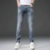 Lente 2022 en zomer heren jeans blauwe boetiek eenvoudige medium taille micro elastische kleine rechte jean