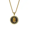 تصميم العلامة التجارية جولة عملة عملة أزياء دائرة الذهب الذهب الفولاذ المقاوم للصدأ قلادة الهيب هوب قلادة الصخور المجوهرات للرجال 60 سم سلاسل
