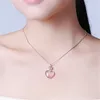 Silberne Halsketten. Süße süße rosa Kristall-Edelstein-Halskette für Frauen, Rosenquarz-Herz-Kristall-Anhänger-Halskette