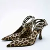 ZARZ Brand Sexy Rhinestones Sandals Women Leopard Thin High Heels Ladies Pumps Ankle Strap Female 2022 Summer New Party Shoes G220527
