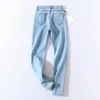 Vintage Skinny Four Buttons High Waist L￡pis Jeans Mulheres Slim Fit Stretch Pants Leng Leng Denim Fecta 220810