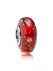 Authentic 925 Sterling Silver Beads Glass Red Fizzle Murano Charms Fits European Pandora Style Jewely Armband Necklace 791631CZ