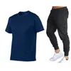 Męskie dresy sportowe dla mężczyzn Zestaw dresowy z krótkim rękawem bieganie do joggingu Długie spodnie na wiosnę i lato