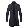 Cappotto da uomo in misto lana moda inverno caldo tinta unita lungo trench giacca maschile monopetto business casual soprabito Parka T220810