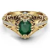 Emerald Color 14k Gold Plated Ring for Woman Men Engagement Wedding Ring